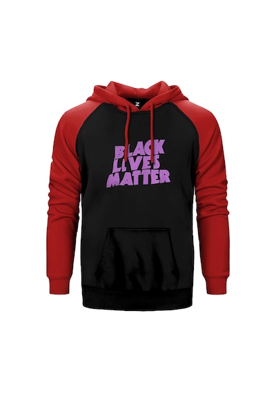 Black Sabbath Black Lives Matter Kırmızı Renk Reglan Kol Kapşonlu Sweatshirt Kırmızı