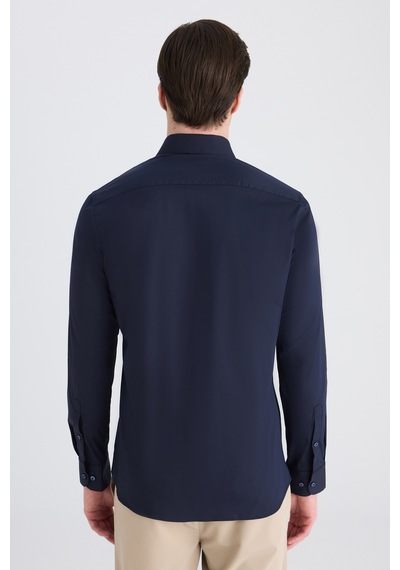 Twn Slim Fit Lacivert Düz Gömlek 5ef02ee44343m Çok Renkli