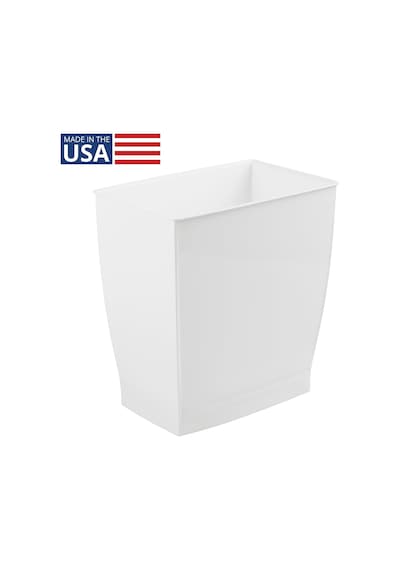 Lexroo White - Mono Wastebasket Trash Can - Rectangular, White Çok Renkli