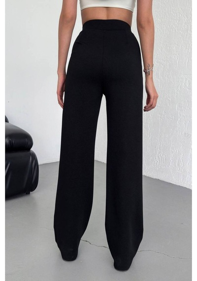 Nimas Kadın Oversize Siyah Yüksek Bel Likralı Cırt Kapama Palazzo Pantolon Siyah - 656958332 Siyah