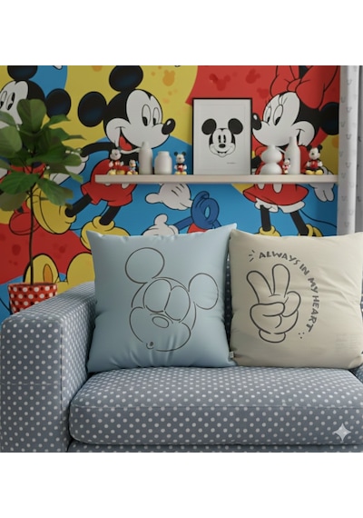 Taç Disney Mickey Mouse Çift Taraflı %100 Pamuk Dekoratif 2'li