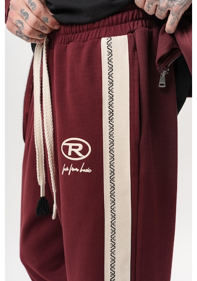 Respire Erkek Ffb Şerit Detaylı Doubleface Baggy Eşofman Altı Bordo
