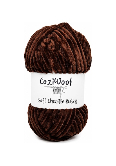 Kadife İp Soft Chenille Bulky 5'li Paket 5x100 Gr 120 Mt El Örgü İpi Koyu Kahve - 875823131
