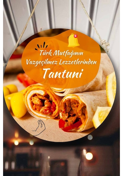 Tantuni Dükkanı İçin Çift Taraflı Karşılama Tabelası, Tantuni Salonu Kapı Duvar Tablo Pano Süs