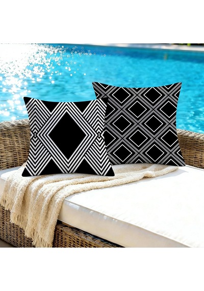Dış Mekan Yastık Kılıfları 4'lü Set Su Geçirmez Dış Mekan Dekoratif Kırlent Kılıfları Modern Geometri Kane Çok Renkli