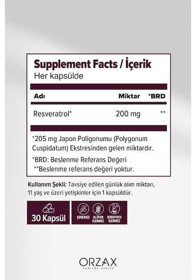 Resveratrol 200 Mg 30 Kapsül