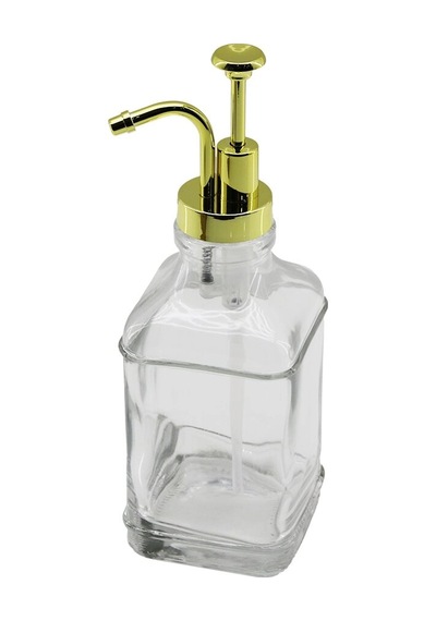 Kare Cam Şişe - Şeffaf Sıvı Sabunluk 500ml Pompa - Musluk Ayrık Model Başlı Bx40 Çok Renkli