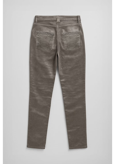 Blue White Kadın Yüksek Bel Parlak Mum Kumaş Straight Fit Jean Pantolon Taş 36