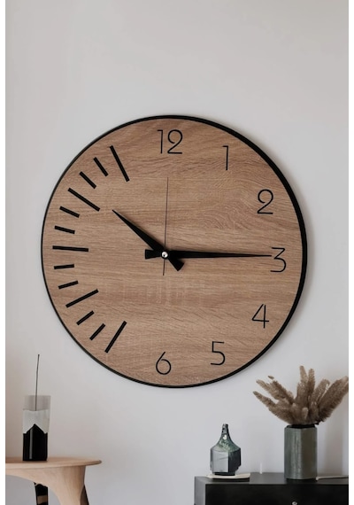 Modern Ahşap Duvar Saati Sağlam Çok Şık Ve Birarada..no:41 Çok Rekli