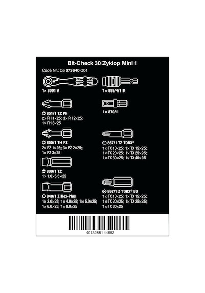 Wera Uç Çeşitleri Bit-check, 30 Zyklop Mini 1, 31 Parça, 05073640
