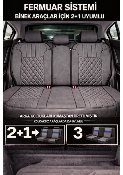 Fiat Egea Cross 2020 Ve Sonrası Uyumlu Zerafet Serisi Gri Siyah 5'li Ortopedik Koltuk Minderi 41626941