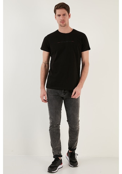 Buratti Pamuklu Slim Fit Bisiklet Yaka Erkek T Shirt 541Wind Siyah