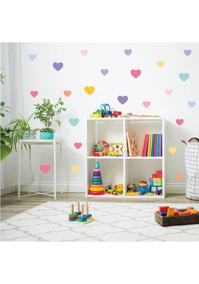 Aputue Çocuk Duvar Çıkartmaları, 8 Sayfa Renkli Pvc Dıy, Ev Dekorasyonu Kalp Desenli, Kreş Bebek Odası Anaokulu İçin Çıkarılabilir Kendinden Yapışkanlı Eğitici Eğlenceli Sticker Seti Abanoz
