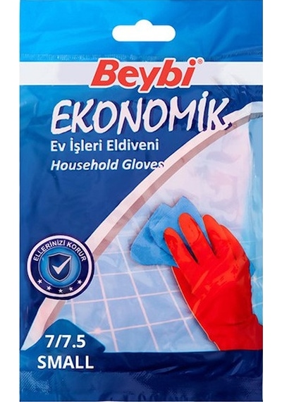 Beybi Ekonomik Ev İşleri Eldiveni No: 7 - 7,5 Beden Kırmızı S