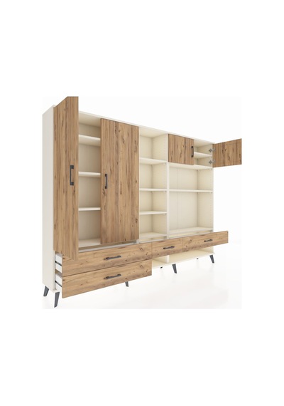 Arges Dolap 12 Raflı 4 Çekmeceli 4 Kapaklı 220x30x163 Aytaşı-çam Aytaşı-çam