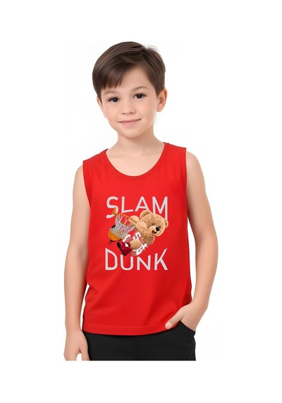 Fyk Kids Erkek Çocuk Slam Dunk Baskılı Alt-üst Takım Kırmızı