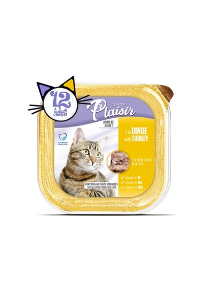 Plaisir Hindi Etli Pate Yetişkin Kedi Yaş Maması 12 x 100 G