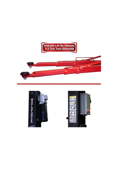 Worldforce 5500 Kg Lift Hidrolik Sistem Tam Otomatik Ağır Vasıtalara Uyumlu 3 Teleskopik Kol 380v 3,2kw Oto Lift