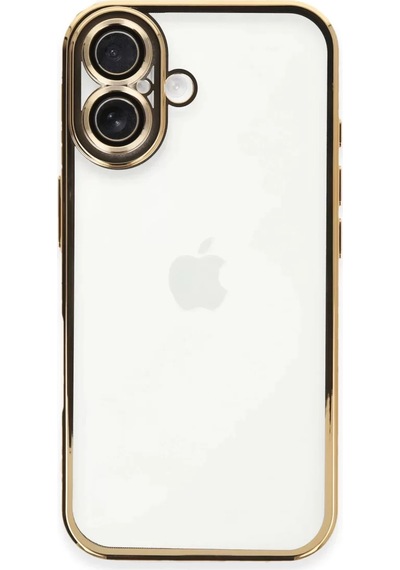 Apple Uyumlu iPhone 16 Plus Kılıf Razer Lensli Silikon - Gold -