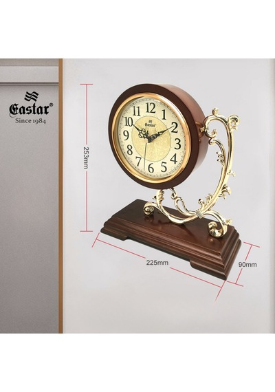 Eastar Aw8216 Jı Gerçek Ağaç Klasik Masa Saati - Sessiz Mekanizma Ahşap - Kahverengi