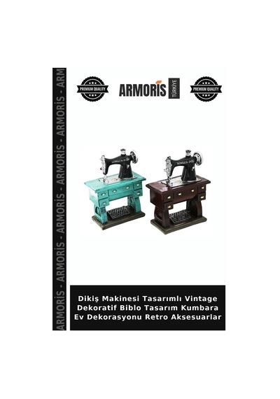 Dikiş Makinesi Tasarımlı Vintage Dekoratif Biblo Tasarım Kumbara Ev Dekorasyonu Retro Aksesuarlar