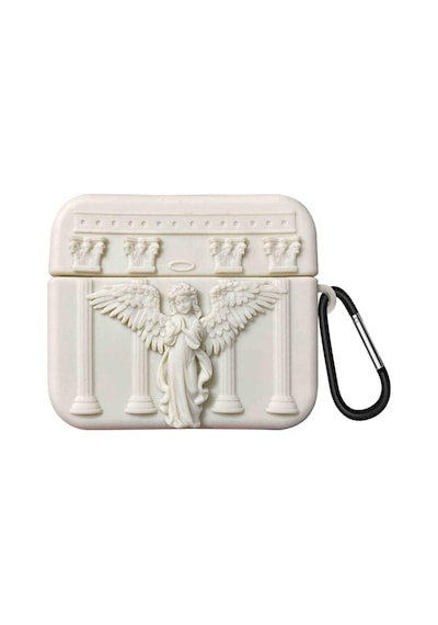 Microsonic Apple Uyumlu AirPods 4.nesil / Anc Kılıf Cartoon Figürlü Silikon Praying Angel Bej - Gri
