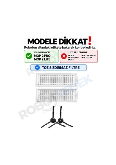 Mop 2 Pro Siyah Mjst1shw Uyumlu Yedek Hepa Filtre Ve Yan Fırça-4 Parça Sku: Zeusb0bwv9kssx