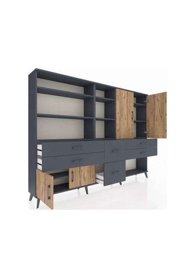 Arges Dolap 10 Raflı 6 Çekmeceli 4 Kapaklı 220x30x163 Antrasit-ça Antrasit-çam/antrasit Arges Dolap 10 Raflı 6 Çekmeceli 4 Kapaklı 220x30x163 Antrasit-ça Antrasit-çam/antrasit