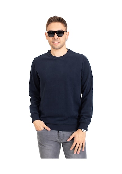 Erkek Klasik Regular Kalıp Pamuklu Selanik Yuvarlak Yaka Sweatshirt 1111-Lacivert-Lacivert