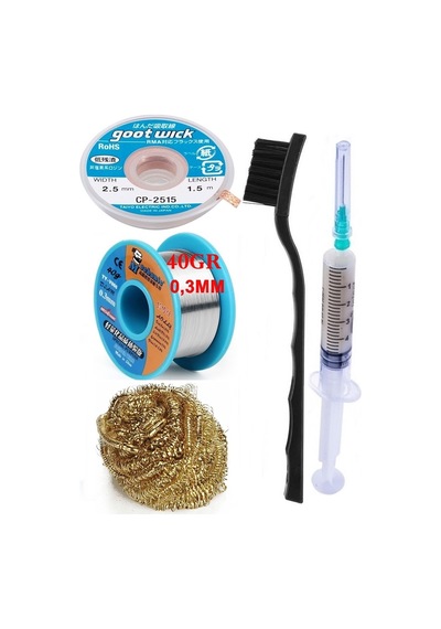 Mechanic /lehim Teli 40gr 0,3mm Lehim Toplama Cp-2515 Emme Teli 2,5mm Havya Ucu Temizleme Teli Set St03