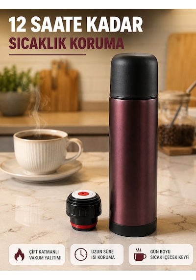 Sızdırmaz Kapaklı Vakumlu Termos Uzun Süre Sıcak Soğuk Tutan Termos