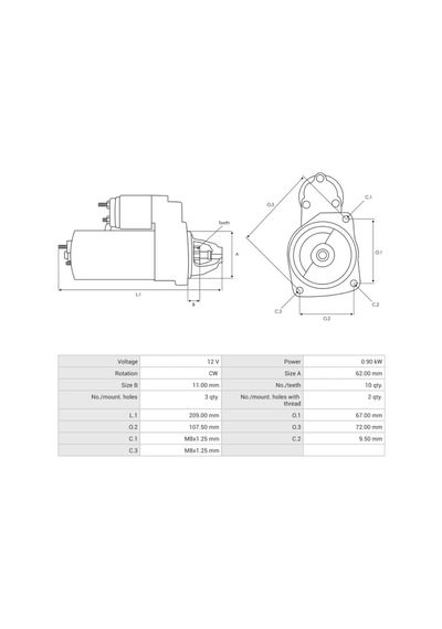 12v Marş Motoru Valeo Tipi 9 Diş/10 Diş 0.8 Kw Fıat Panda/fıat Uno 60