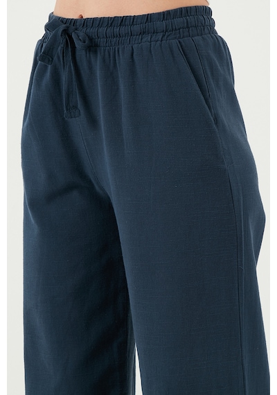 Lela Pamuklu Relaxed Fit Yüksek Bel Geniş Paça Bayan Pantolon 668Yp5275 Lacivert