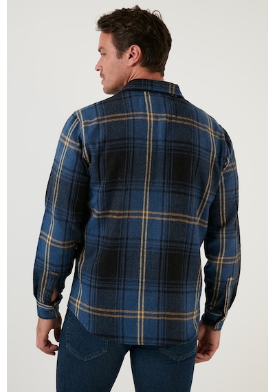 Buratti Ekoseli Uzun Kollu Slim Fit Kışlık Erkek Gömlek Cf21W112844 Indigo