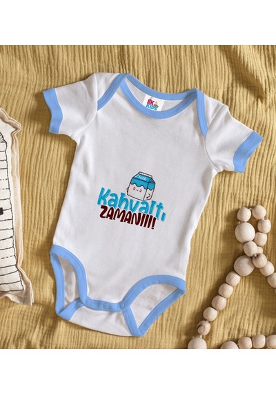 Bk Gift Bk Kids Kahvaltı Zamanı Tasarımlı Mavi Bebek Body Zıbın-1 Çok Renkli