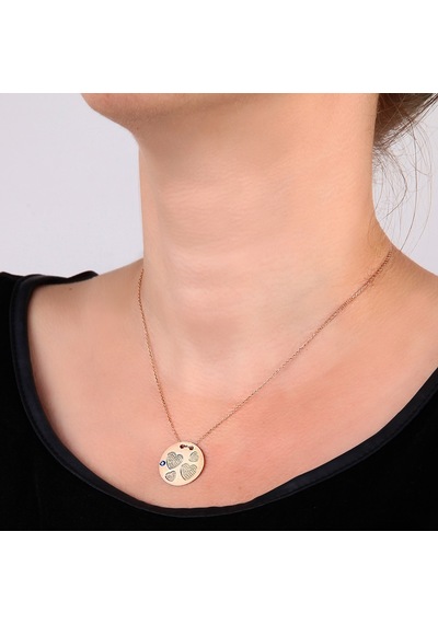 Kuyumcudukkani Nazarlık"kalpler"sembol Madalyon Kolye-35201-r Rose Gold