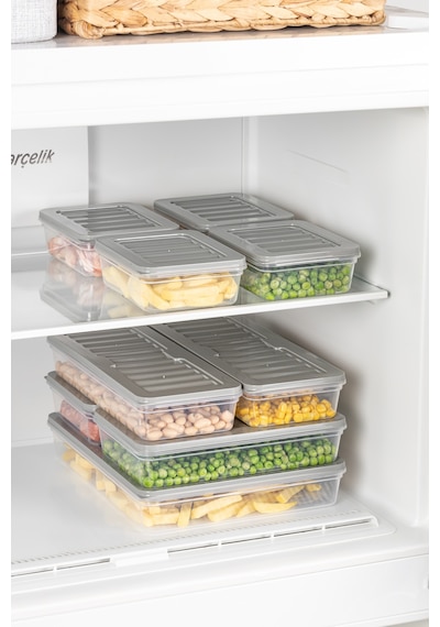 3 Adet 2400ml. Freshbox Saklama Kabı Seti - Mikrodalga Ve Difrize Uyumlu Gri
