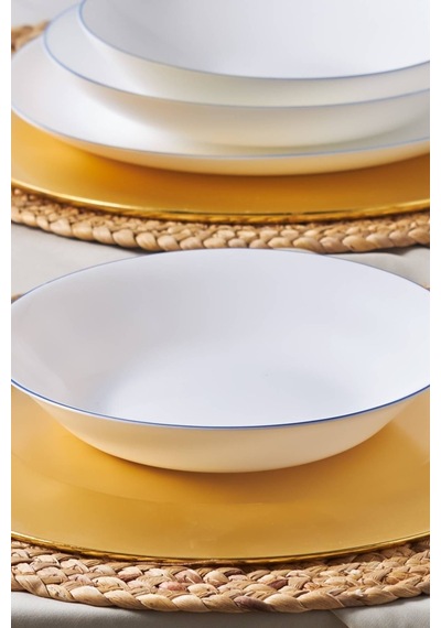 Karaca Milano Opal Cam Blue Rim Pasta Tabağı 22 cm