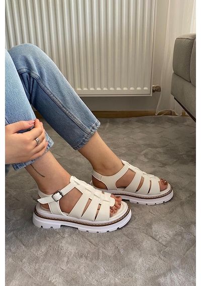 Preshley Kadın Desma Beyaz Kafes Model Vardola Deyatlı Kalın Taban Ortopedik Sandalet K-140 Preshley Kadın Desma Beyaz Kafes Model Vardola Deyatlı Kalın Taban Ortopedik Sandalet K-140