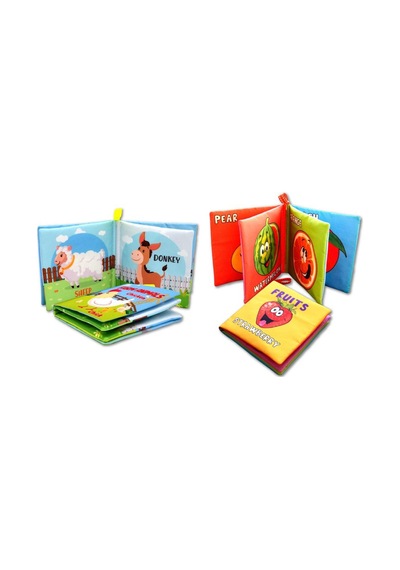 2 Kitap Tox Ingilizce Çiftlik Hayvanları ve Meyveler Kumaş Sessiz