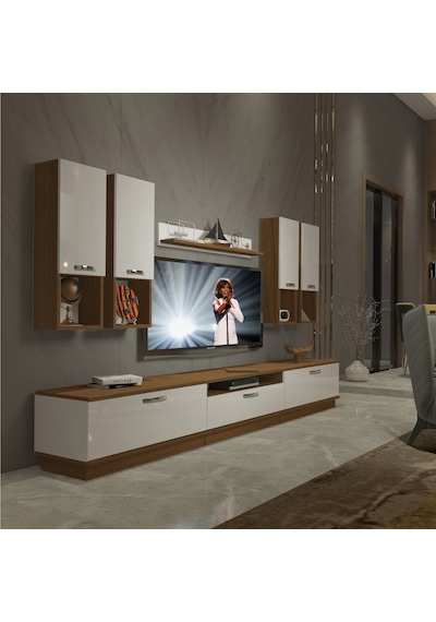 Decoraktiv Trendstyle 8da Mdf Tv Ünitesi Tv Sehpası - Ceviz Beyaz Ahşap - Beyaz