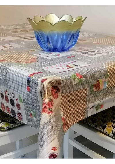 Elyaflı Pvc Muşamba - Desenli Silinebilir Masa Örtüsü 02mrl195b Renkli