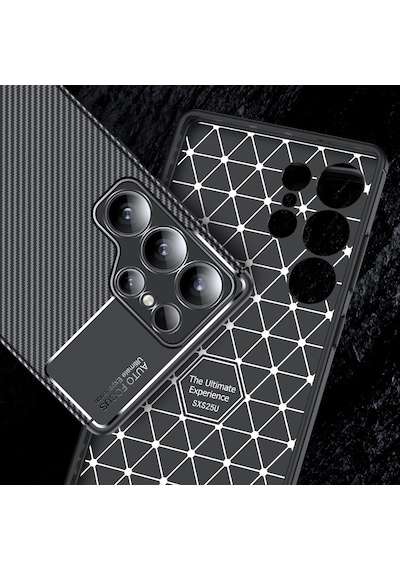 Samsung Galaxy S25 Ultra Uyumlu Kılıf Karbon Tasarım Kamera Korumalı Silikon Telefon Kılıfı Kapak