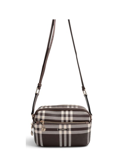 Silver & Polo Silver Polo Kahve - Kahve Çizgili Ekose Kadın Çapraz Çanta Sp1162