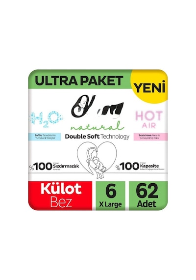 Natural Double Soft Külot Bez Ultra Paket 6 Beden 62 Adet