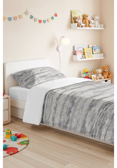 Gri Modern Genç Odası Tek Kişilik Pike Takımı-çizgili Antrasit Beyaz 160x220cm Kapitone Yatak Örtüsü Beyaz