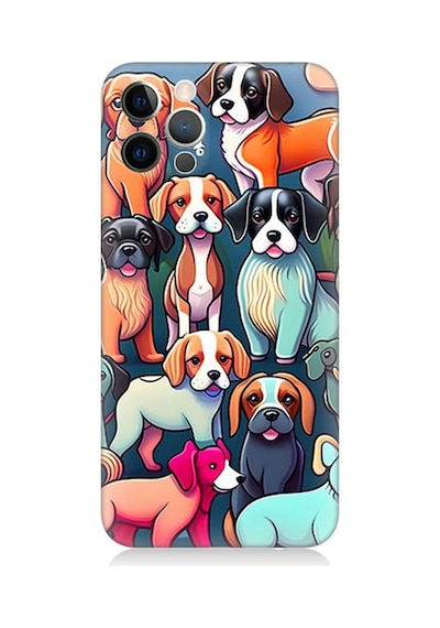 Apple Uyumlu  iPhone 12 Pro Max Silikon Kılıf Sevimli Pastel Köpekler