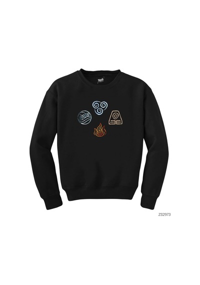 Avatar The Last Air Elements Siyah Sweatshirt Siyah