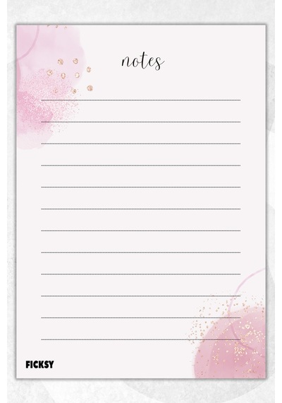 A5 Çizgili Bloknot Çizgisiz Defter - 50 Yaprak - Memopad - Notepad - Not Defteri - Not Kağıdı Pembe Pembe