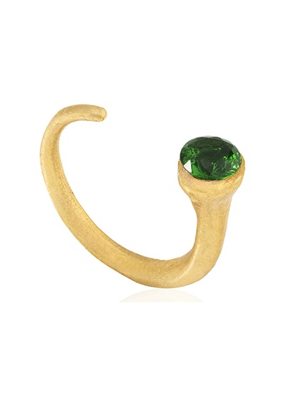 Kadir Jewellery 22 Ayar Altın Kaplama Zirkon Taşlı Ayarlanabilir Kadın Minimal Yüzük Yeşil